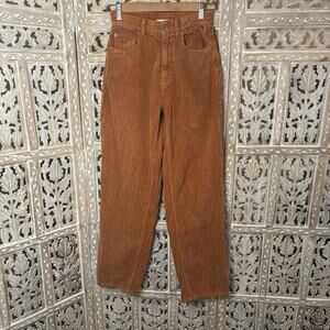 BDG High Rise Baggy Corduroy Pants 25 Womens Wide Leg Cotton Faded Orange